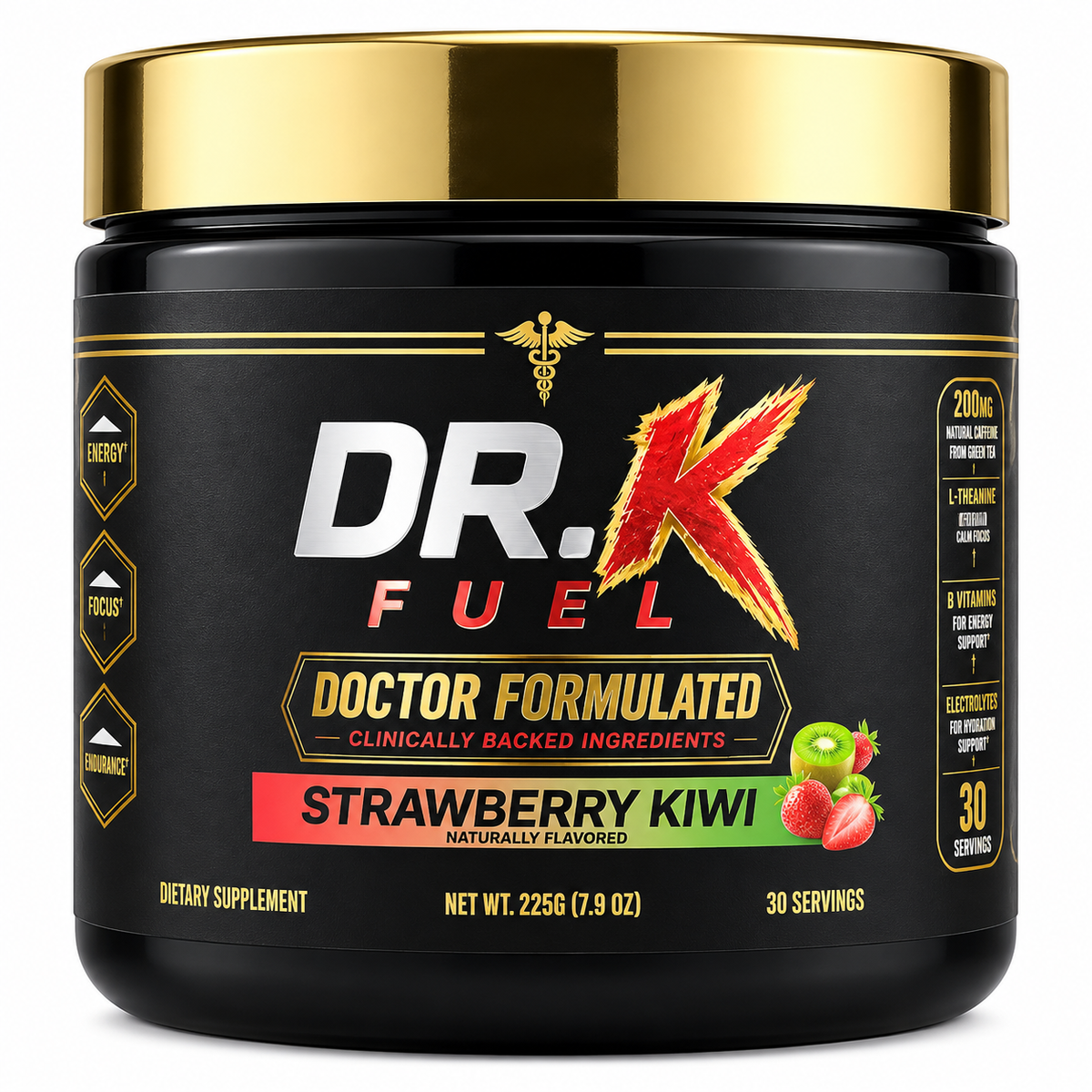 Dr.K Fuel/DOCTOR FORMULATED/Strawberry Kiwi pre-workout clean energy powder – 30 servings